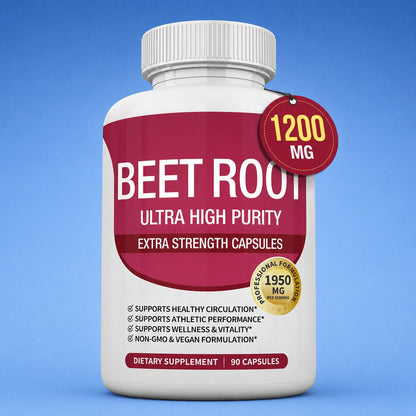 Organic Beet Root Capsules - Increase blood flow and circulation, energy and overall health